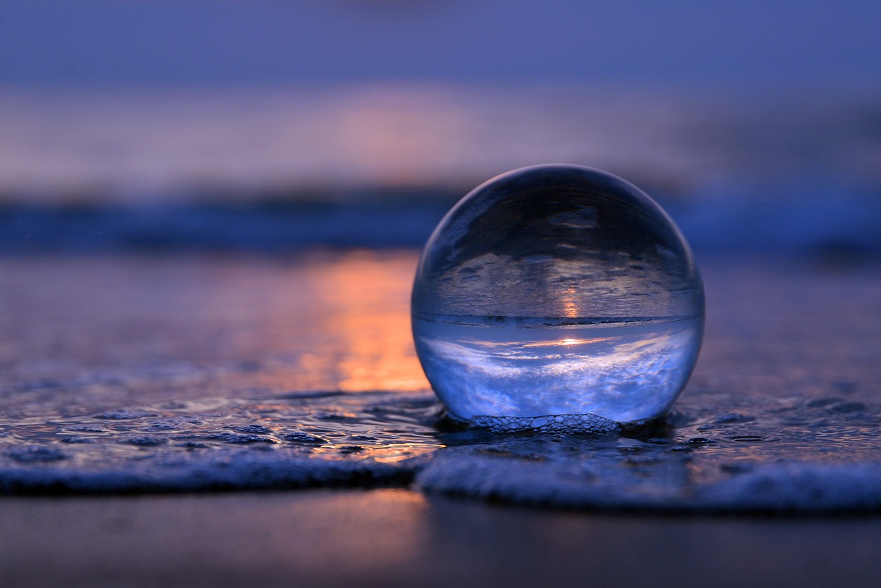 lensball, beach, sea